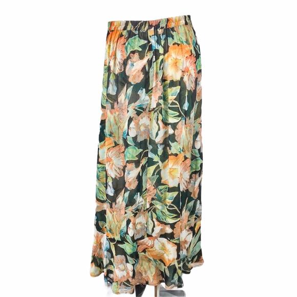 Reversible Floral Skirt Multi-colored Hawaiian Tropical Flowers Print - Picture 4 of 5